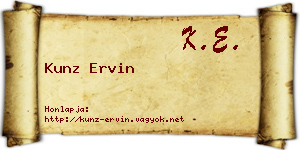Kunz Ervin névjegykártya