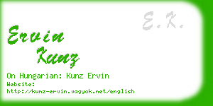 ervin kunz business card